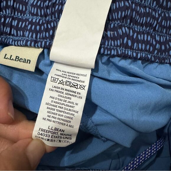 L.L. Bean Men's Blue Navy Blue Stripe Drawstring Lined 5" Swim Shorts Sz XL - Picture 6 of 6
